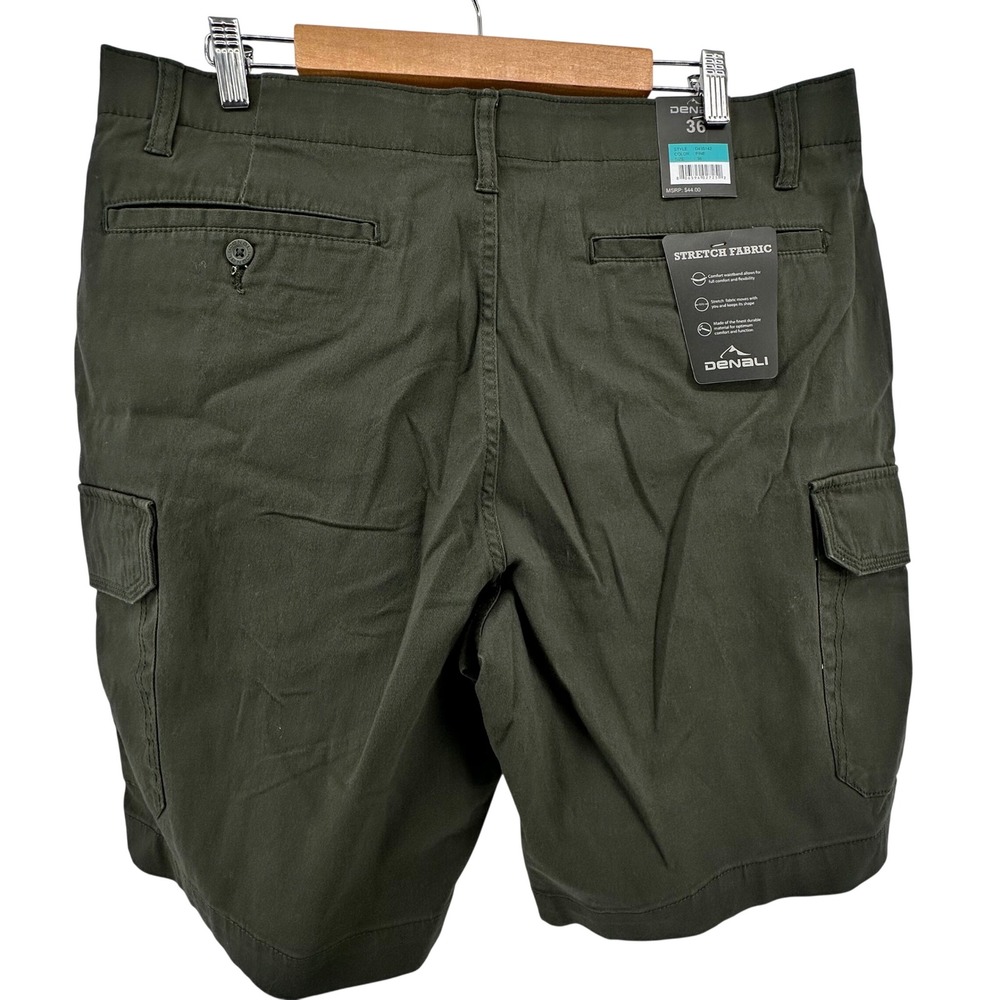 NWT Denali Mens Green Stretch Cargo Shorts Comfort Waistband D435142 Size 36 NEW